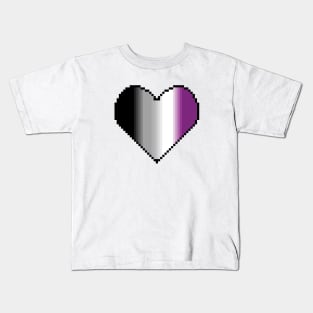 Inclusive Asexual Flag pride pixel heart Kids T-Shirt